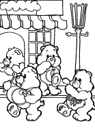 A coloring page of care bears